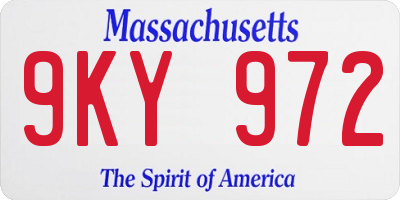 MA license plate 9KY972