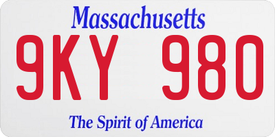 MA license plate 9KY980