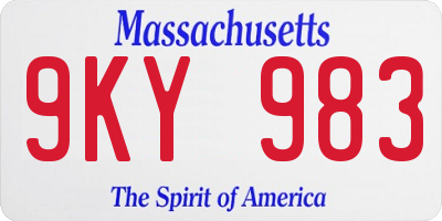 MA license plate 9KY983