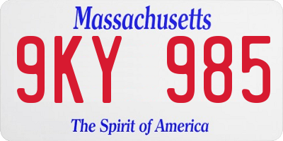 MA license plate 9KY985