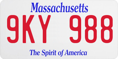 MA license plate 9KY988