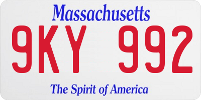 MA license plate 9KY992