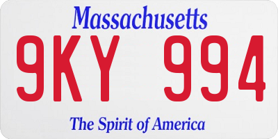 MA license plate 9KY994