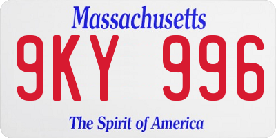 MA license plate 9KY996