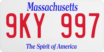 MA license plate 9KY997