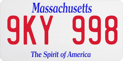 MA license plate 9KY998