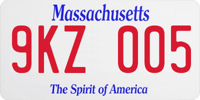 MA license plate 9KZ005
