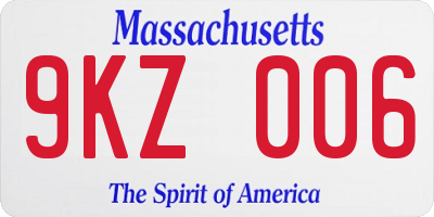 MA license plate 9KZ006