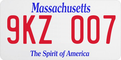 MA license plate 9KZ007