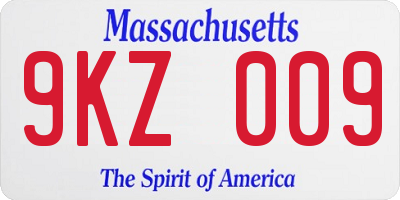 MA license plate 9KZ009