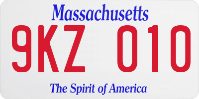 MA license plate 9KZ010