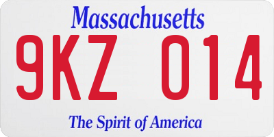 MA license plate 9KZ014
