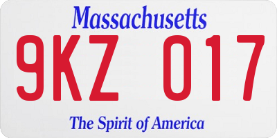MA license plate 9KZ017