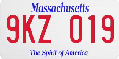 MA license plate 9KZ019