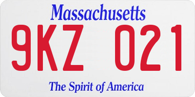 MA license plate 9KZ021