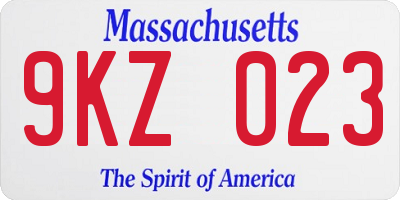 MA license plate 9KZ023