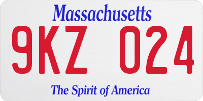 MA license plate 9KZ024