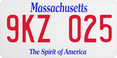 MA license plate 9KZ025