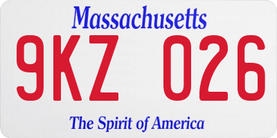 MA license plate 9KZ026