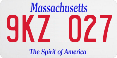MA license plate 9KZ027