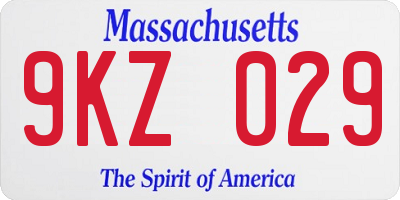 MA license plate 9KZ029