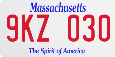 MA license plate 9KZ030