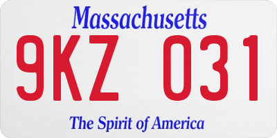 MA license plate 9KZ031