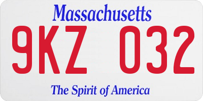 MA license plate 9KZ032