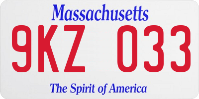 MA license plate 9KZ033