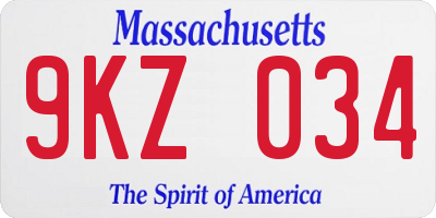 MA license plate 9KZ034