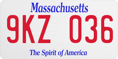 MA license plate 9KZ036
