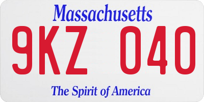 MA license plate 9KZ040