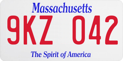 MA license plate 9KZ042