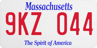 MA license plate 9KZ044