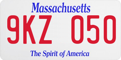 MA license plate 9KZ050