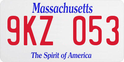 MA license plate 9KZ053