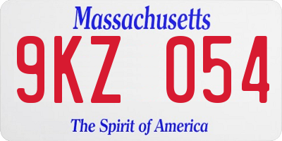 MA license plate 9KZ054