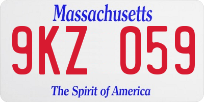 MA license plate 9KZ059