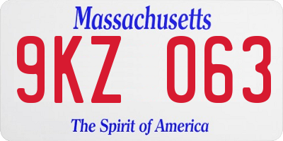 MA license plate 9KZ063