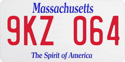 MA license plate 9KZ064