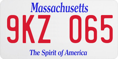 MA license plate 9KZ065