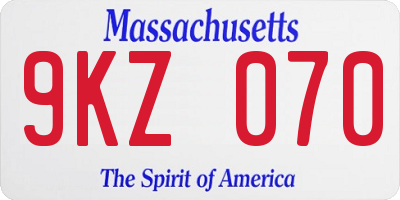 MA license plate 9KZ070