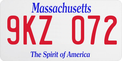 MA license plate 9KZ072