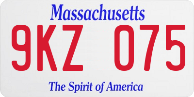 MA license plate 9KZ075