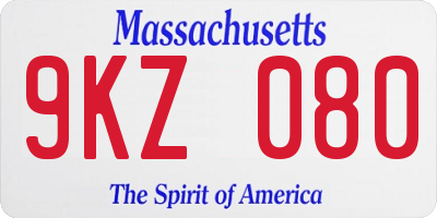 MA license plate 9KZ080