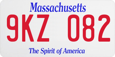 MA license plate 9KZ082