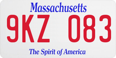 MA license plate 9KZ083