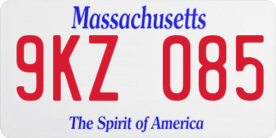 MA license plate 9KZ085