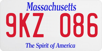MA license plate 9KZ086