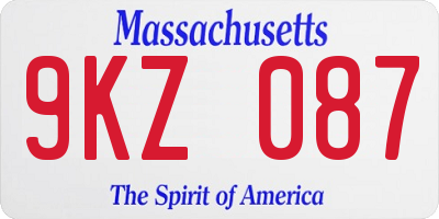 MA license plate 9KZ087